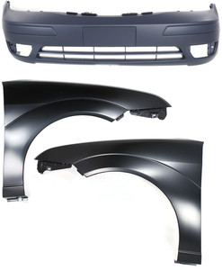 Front Bumper Cover for Ford Focus 2005-2007, 3-Piece kit with Fenders, Replacement Part