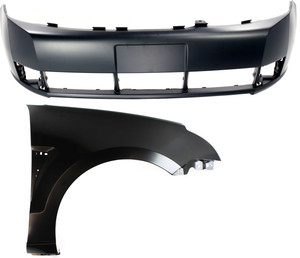 Front Bumper Cover for Ford Focus 2008-2011, 2-Piece Kit Includes Fender, Replacement