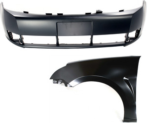 Front Bumper Cover for 2008-2011 Ford Focus, 2-Piece Kit with Left Driver Side Fender, Replacement