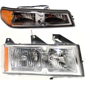 Headlight Assembly Kit for Chevrolet Colorado 2005-2008, Right Passenger Side, Halogen, 2-Piece Kit with Corner Light, Replacement