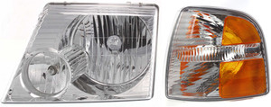 Headlight Assembly for 2004-2005 Ford Explorer, Left Driver Side, Halogen, 2-Piece Kit with Corner Light, Replacement