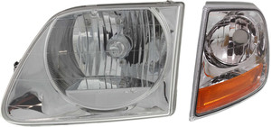 Headlight Assembly Kit for Ford F-150 1997-2003, F-150 Heritage 2004, Left Driver Side, 2-Piece with Halogen and Corner Light, Replacement