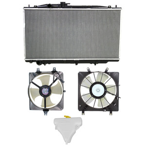 Cooling Fan Assembly Kit for Honda Accord 2003-2007, 4-Piece Set with Radiator, Right Passenger & Left Driver Fans and Coolant Reservoir Replacement