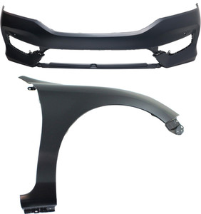 Front Bumper Cover for 2016-2017 Honda Accord, 2-Piece Kit with Right Passenger Fender Replacement