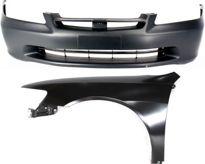 Front Bumper Cover and Front Fender for 1998-2000 Honda Accord, 2-Piece Kit, Left Driver Side Replacement