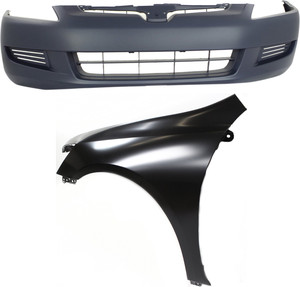 Front Fender and Bumper Cover for 2003-2005 Honda Accord, Left Driver, 2-Piece Kit, Replacement