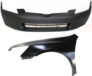 Front Fender and Bumper Cover Kit for 2003-2005 Honda Accord, Left Driver Side, 2-Piece Replacement
