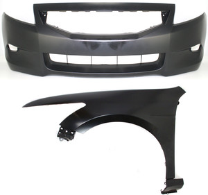 Front Bumper Cover for Honda Accord 2008-2010, 2-Piece Kit with Left Driver Fender Replacement
