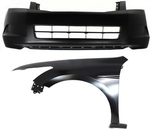 Front Bumper Cover 2-Piece Kit for 2008-2010 Honda Accord Sedan with Fender Replacement