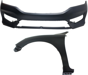 Front Bumper Cover Kit for 2016-2017 Honda Accord, 2-Piece with Left Driver Side Fender Replacement