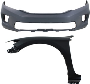 Front Fender Left Driver for Honda Accord 2013-2015, 2-Piece Kit, Includes Bumper Cover, Replacement