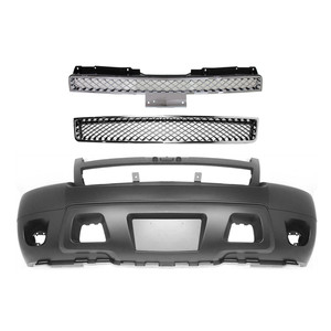 Front Bumper Cover for Chevrolet Suburban 1500 / Tahoe, 2007-2014, 3-Piece Kit with Bumper Grille and Grille, Replacement