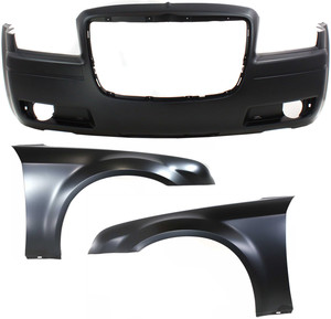Front Bumper Cover and Fenders kit for 2005-2010 Chrysler 300, 3-Piece with Replacement