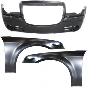 Front Bumper Cover 3-Piece Kit with Fenders for 2005-2010 Chrysler 300, Replacement