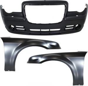 Front Bumper Cover for Chrysler 300, 2005-2010 3-Piece Kit with Fenders, Auto Part Replacement