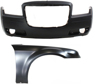 Front Bumper Cover for Chrysler 300, 2005-2010, 2-Piece Kit with Fender Replacement