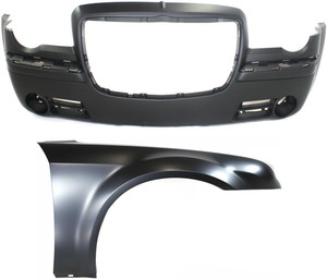 Front Bumper Cover Kit for Chrysler 300 2005-2010, 2-Piece with Fender, Replacement