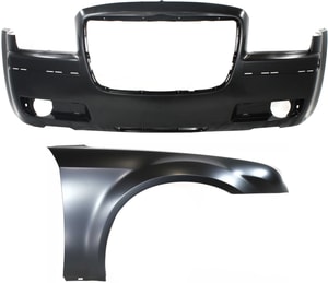 Front Bumper Cover for Chrysler 300, 2005-2010, 2-Piece Kit with Fender Replacement