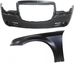 Front Bumper Cover for Chrysler 300, 2005-2010, 2-Piece Kit, Includes Fender, Replacement