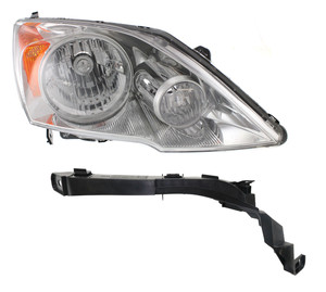 Headlight for Honda CR-V 2007-2011, Right Passenger Side, Without Bulb, 2-Piece Kit, with Headlight Bracket, Replacement