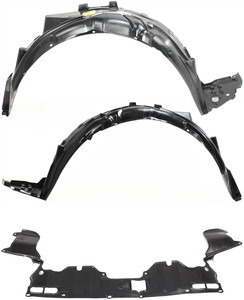Front Fender Liner for Honda Civic, 2006-2011, Right Passenger and Left Driver with Engine Splash Shield, 3-Piece Kit, Replacement