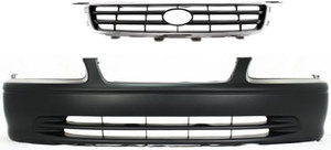 Front Bumper Cover for Toyota Camry 2000-2001, Primed (Ready to Paint), 2-Piece Kit with Grille - Replacement Part