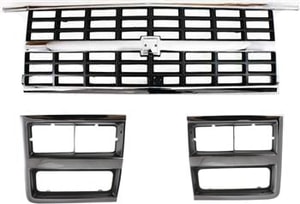 3-Piece Grille Kit for 1989-1991 Chevrolet Blazer, R1500 Suburban, R2500 Suburban with Dual Headlights and Headlight Doors - Replacement