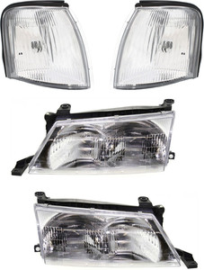 Headlight with Bulbs and Corner Lights for 1995-1997 Toyota Avalon, 4-Piece Kit, Right Passenger, Left Driver Replacement