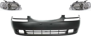 Headlight Assembly Kit for Chevrolet Aveo 2004-2006 / Aveo5 2006-2008, Right Passenger and Left Driver, Halogen, 3-Piece kit, with Bumper Cover, Replacement