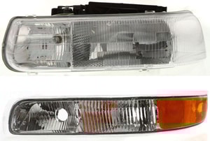 Headlight with Bulb and Parking Light Kit for Chevrolet Silverado (1999-2002)/Tahoe (2000-2006), Left Driver Side, 2-Piece Set, Replacement