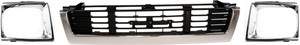Center Grille Kit for 1989-1991 Toyota Pickup, 3-Piece Kit, Front Wheel Drive, with Headlight Doors Replacement