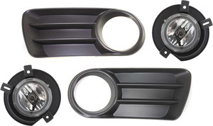 Fog Light Assembly for Ford Explorer 2002-2005/Explorer Sport 2002-2002, Right Passenger and Left Driver, 4-Piece Kit, Halogen, Includes Fog Light Trim, Replacement 