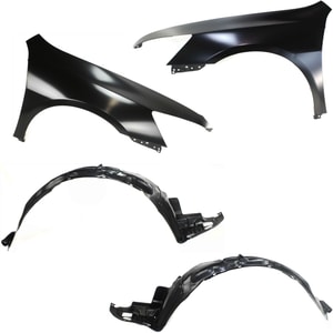 Front Fender for Honda Accord 2003-2007, Right Passenger and Left Driver, 4-Piece Kit with Fender Liners, Replacement