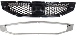 Grille for Honda Accord 2008-2010 Coupe, 2-Piece Kit with Grille Trim, Replacement Part