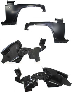 Front Fender Right Passenger and Left Driver for Jeep Wrangler 2007-2017, 4-Piece Kit with Fender Liners, Replacement