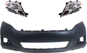 Headlight Assembly for 2009-2015 TOYOTA VENZA, Right Passenger and Left Driver Halogen, 3-Piece kit with Bumper Cover Replacement