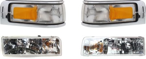 Headlight Kit for 1995-1997 Lincoln Town Car, Right Passenger and Left Driver, Includes Bulbs and Corner Lights, 4-Piece Set, Replacement