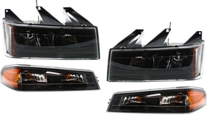 Headlight Kit for Chevrolet Canyon / Colorado 2004-2012, Right Passenger and Left Driver with Bulbs, 4-Piece, Including Corner Lights, Replacement