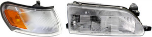 Headlight Assembly for 1993-1997 Toyota Corolla, Right Passenger Side, Halogen, 2-Piece Kit with Corner Light, Replacement