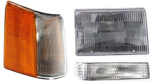 Headlight Assembly Kit for Jeep Grand Cherokee 1997-1998, Right Passenger Side, Halogen, 3-Piece Set with Corner Light and Turn Signal Light, Replacement