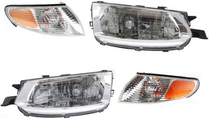 Headlight with Bulbs for Toyota Solara 1999-2001, Right Passenger and Left Driver, with Corner Lights, 4-Piece Kit, Replacement