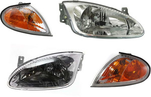 Headlight Kit for Hyundai Elantra 1999-2000 with Right Passenger and Left Driver Bulbs, 4-Piece Kit, Includes Corner Lights, Replacement