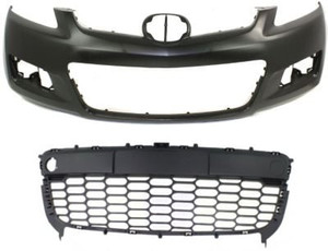 Front Bumper Cover for 2007-2009 Mazda CX-7, Primed (Ready to Paint), 2-Piece Kit with Bumper Grille, Replacement
