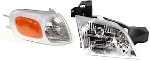 Headlight with Bulb and Corner Light for Chevrolet Venture 1997-2005, Right Passenger, 2-Piece kit, Replacement