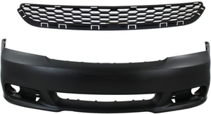 Front Bumper Cover for Dodge Avenger 2011-2014, Primed (Ready to Paint), 2-Piece Kit, with Bumper Grille Replacement