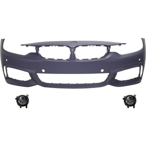 Front Bumper Cover for BMW 4-Series 2014-2020, Primed (Ready to Paint), 3-Piece Kit, with Fog Lights, Replacement (Models: for 420i, 428i, 430i, 435i, 440i)