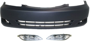 Front Bumper Cover for 2002-2004 Toyota Camry, Primed (Ready to Paint), 3-Piece Kit, with Fog Lights, Replacement