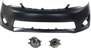 Front Bumper Cover for 2012-2014 Toyota Camry, 3-Piece Kit, Primed (Ready to Paint), with Fog Lights, Replacement