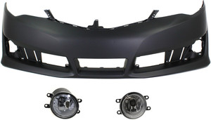Front Bumper Cover for Toyota Camry 2012-2014, Primed (Ready to Paint), 3-Piece Kit with Fog Lights, Replacement