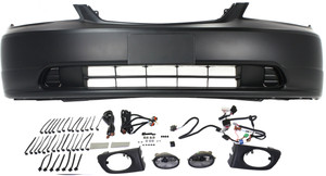 Front Bumper Cover for 2003 Honda Civic, Primed (Ready to Paint), 3-Piece Kit with Fog Lights, Replacement